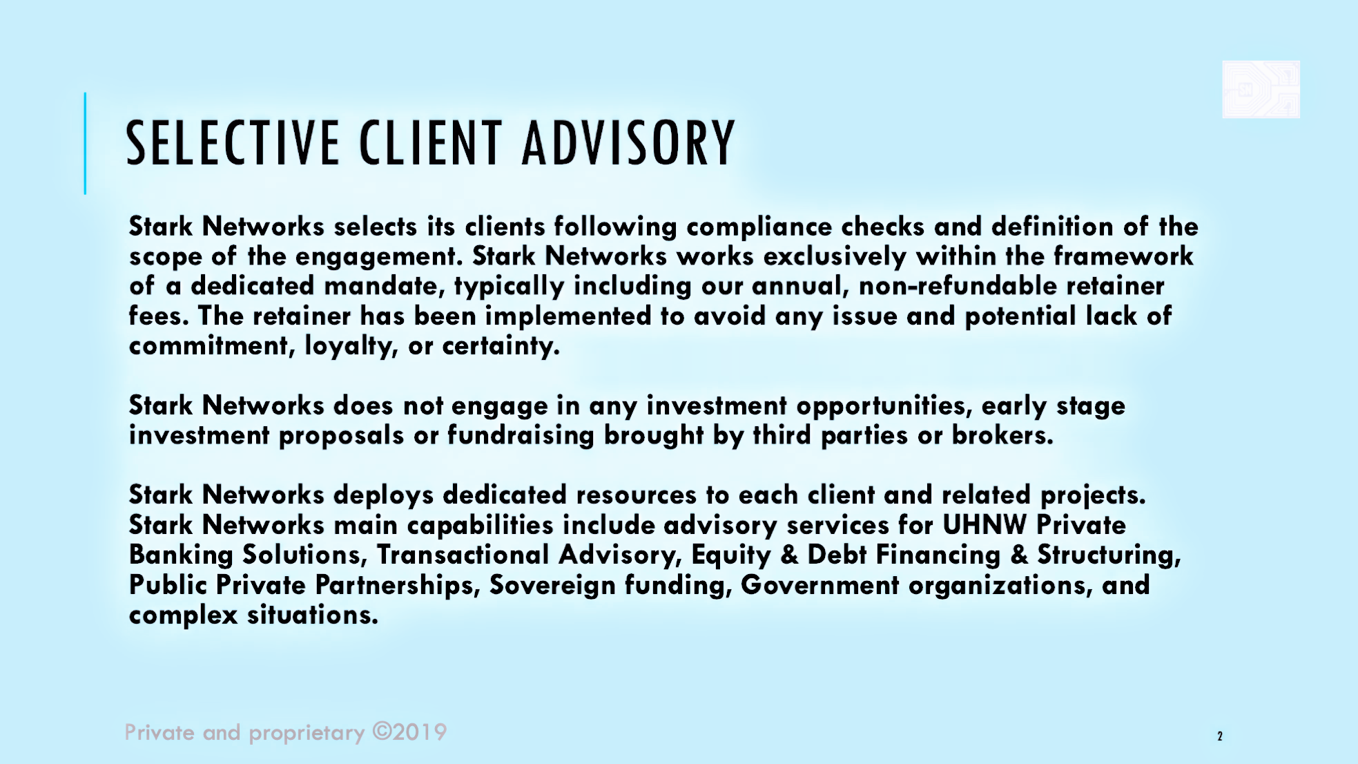 Stark Networks HK Selective Client Advisory